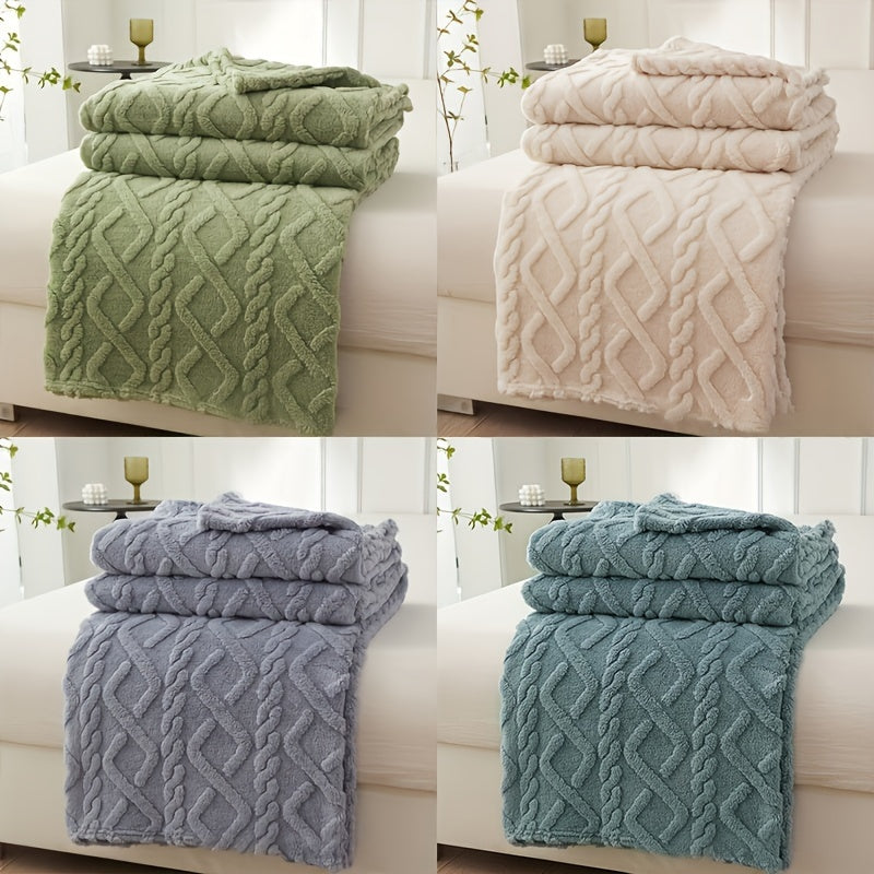 1pc Lamb Fleece Blanket - Luxuriously Soft with 3D Fashionable Design, Plush and Thick for Extra Warmth. Versatile Blanket for Bed, Couch, or Travel. Perfect for Keeping Cozy in any Setting.