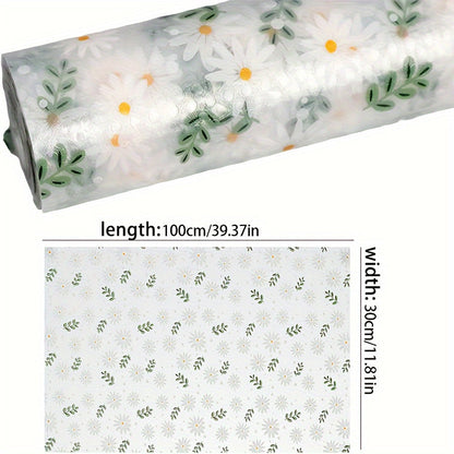 Premium Floral and Grass Pattern EVA Shelf Liner - Resistant to Moisture, Oil, and Dust, Thick and Durable, Easy to Clean Drawer Mat for Kitchen and Dining