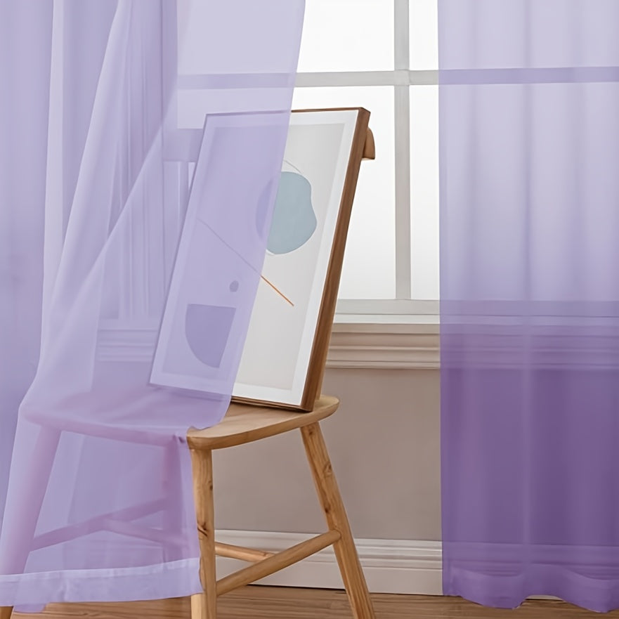 [Top Pick] Add a touch of elegance to your home with these stylish terylene gauze curtains. The two-piece set features a semi-transparent design in a plain color, perfect for creating a breathable and lightweight atmosphere in any room. Hang them with