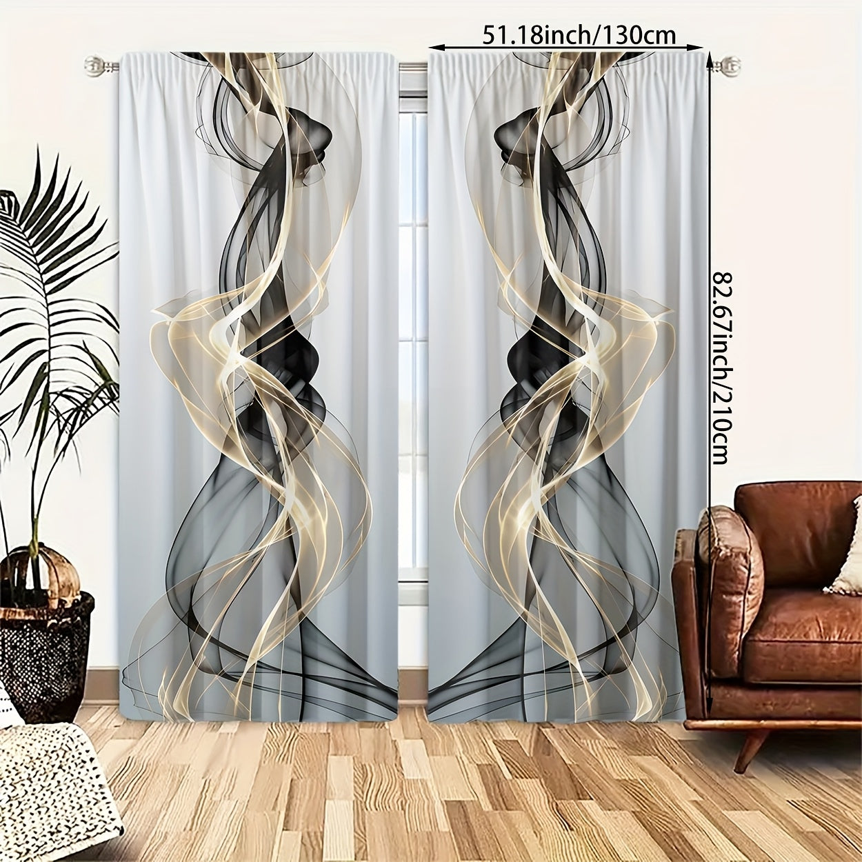 Set of 2 Modern Art Abstract Pattern Curtains, Rod Pocket Decorative Window Drapes, Ideal for Bedroom, Living Room, or Study, Home Decor Window Treatments