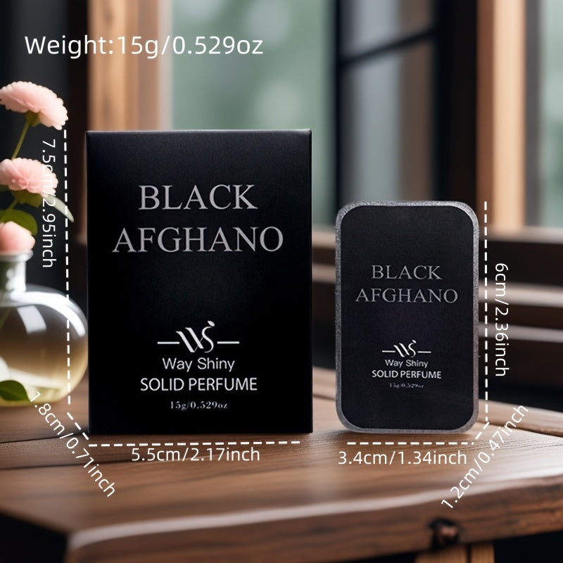 Black Afghano Men's Solid Perfume Stick with Natural Woodsy Fragrance, Long-Lasting Scent, 40g/1.4oz, Plant-Based Ingredients, Sleek Black Design, Ideal for Everyday Use