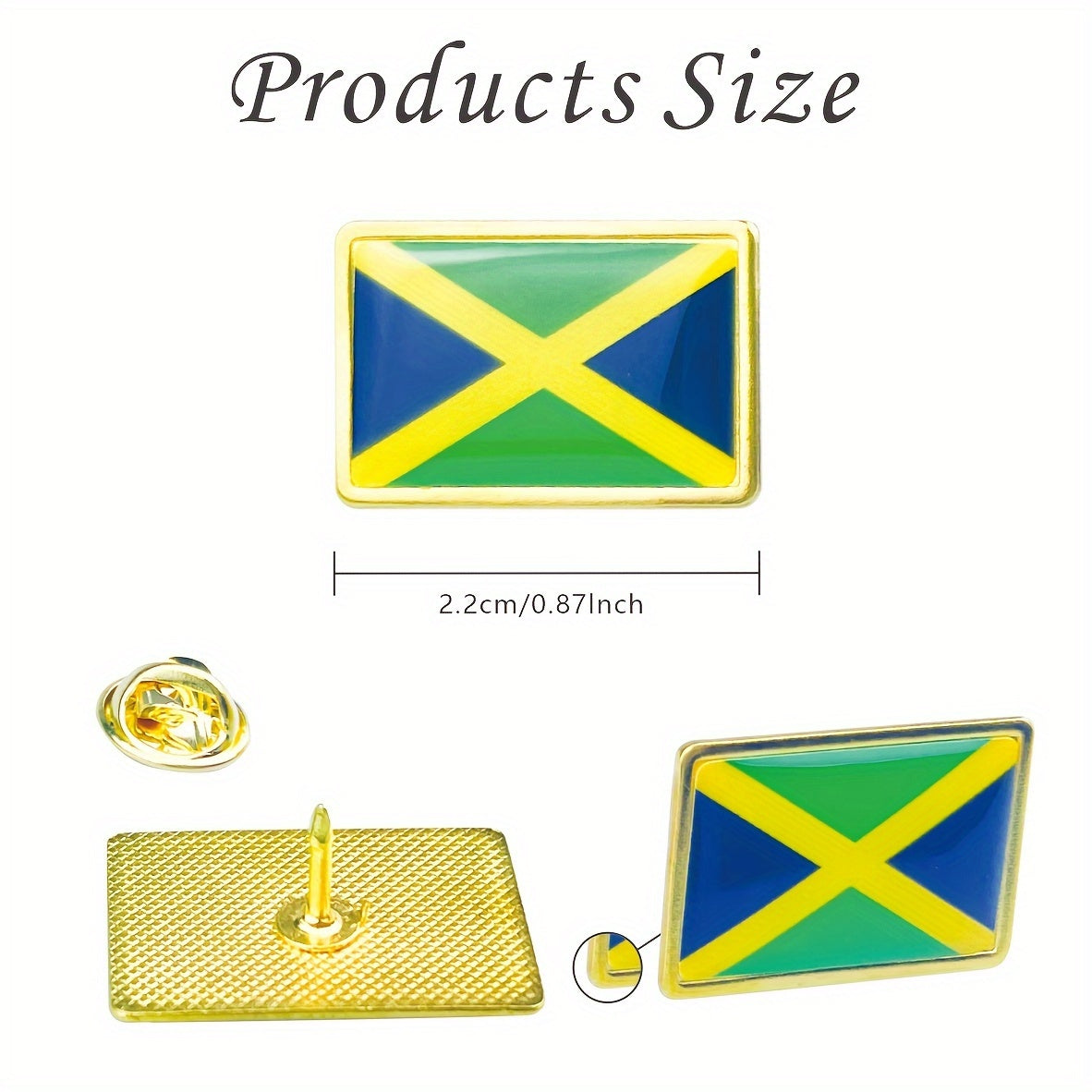 20-Pack of Jamaica Flag Brooch Pins in Enamel Alloy, Unique Fashion Statement for Lapels, Collars, and Backpacks