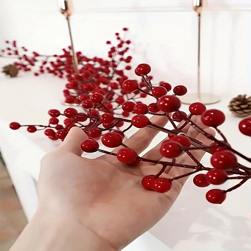 Artificial cranberry vine: lifelike 175.26cm decor for home, weddings, and holidays. versatile garland for table centerpieces and celebrations.