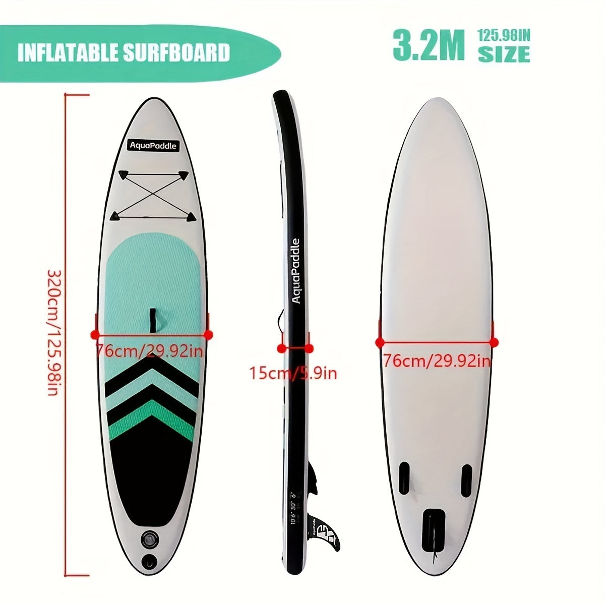 Thickened, double layer inflatable paddleboard made of PVC for beginners in mixed color. Suitable for stand-up paddle surfing, SUP yoga, and leisure sports.