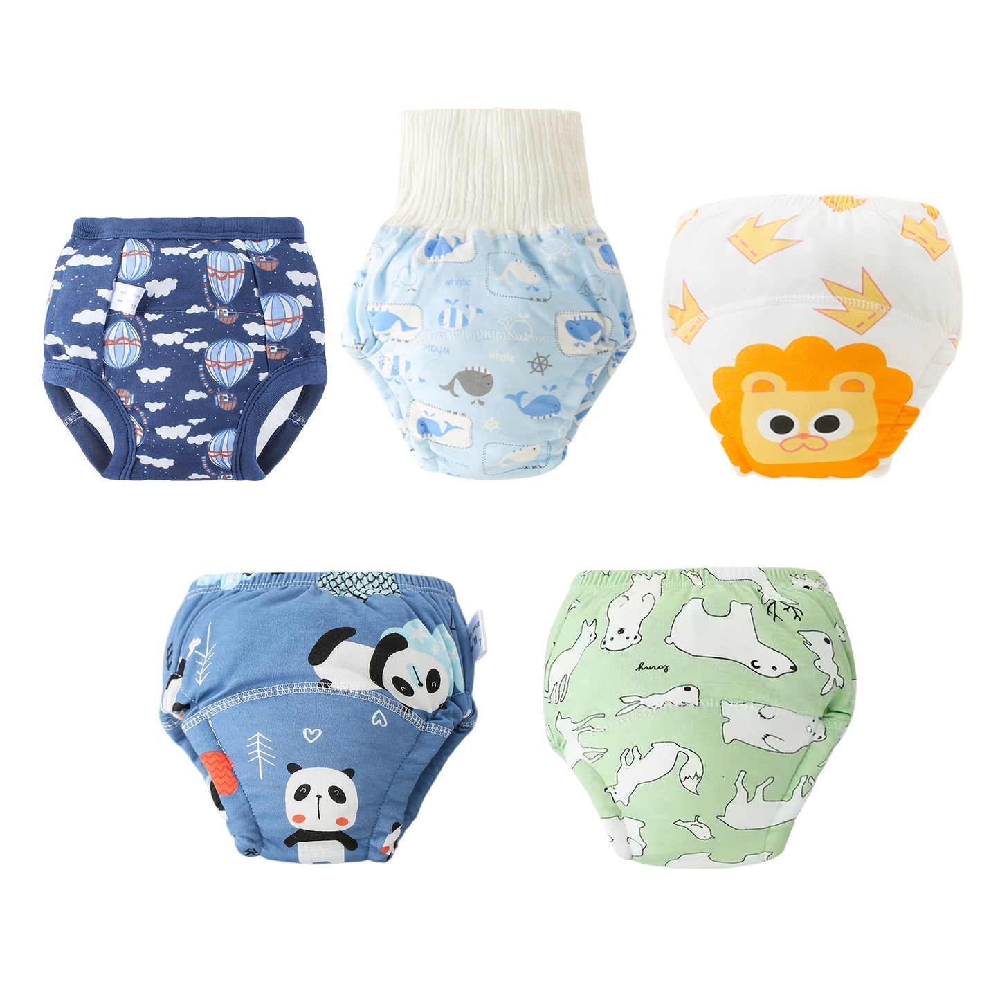 Set of 5 Training Pants - Reusable, Adorable Designs, Ideal for Potty Training and Gifting