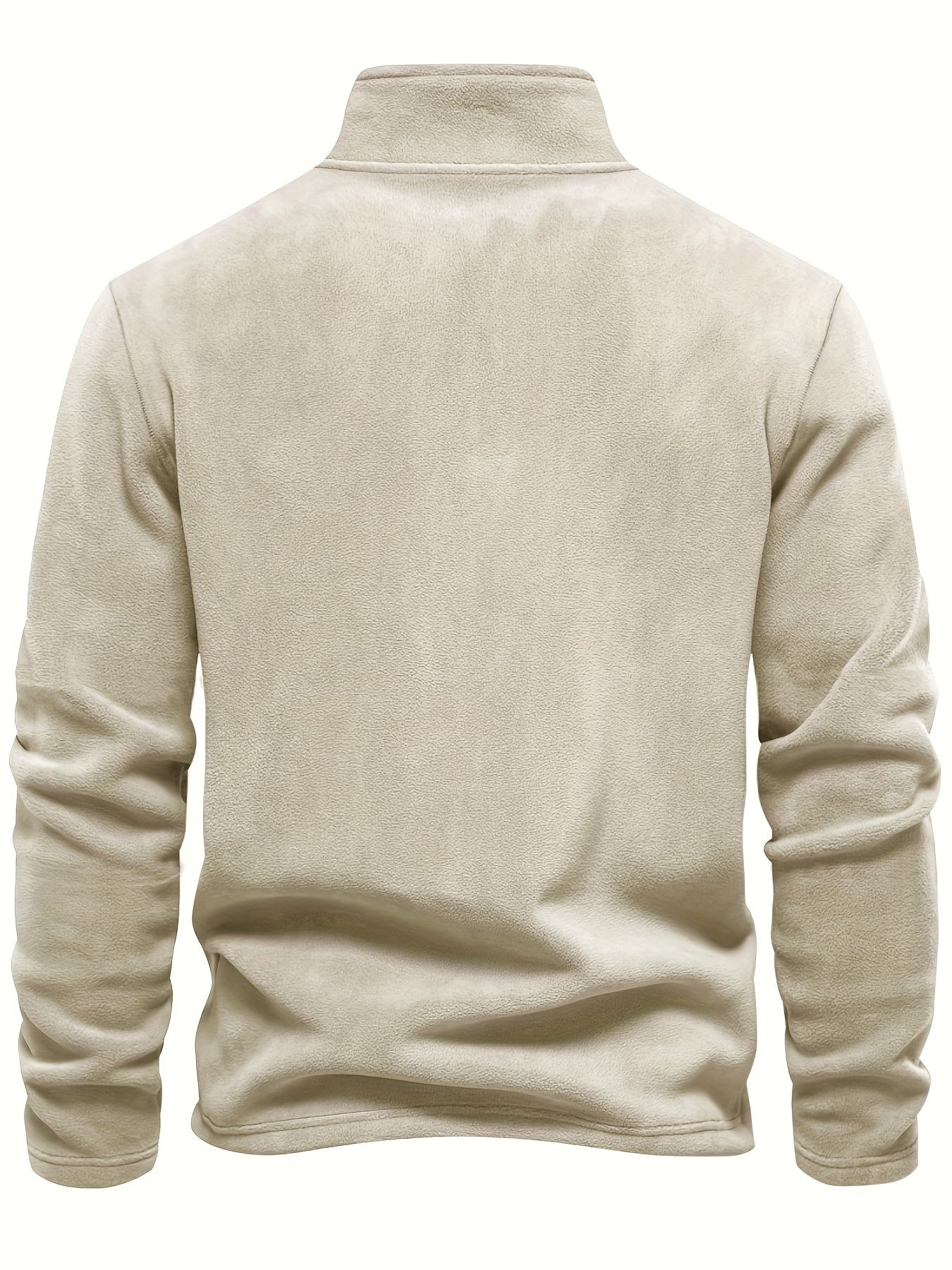 Men's Half-Zip Fleece-Lined Sweatshirt- Casual, Stand Collar, Long Sleeve for Fall/Winter