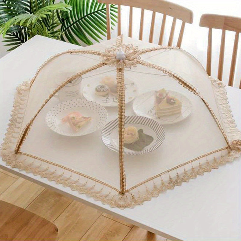 1pc Umbrella Shaped Foldable Food Cover, 70.0*70.0*30.0cm, Dust-proof, Anti-fouling, Anti Flies and Mosquitoes