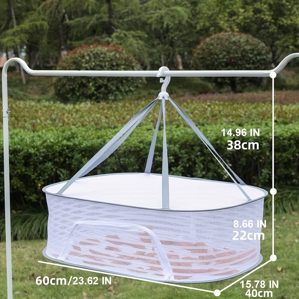 Versatile Mounting Multi-Tier Hanging Mesh Drying Rack with Plastic Frame - perfect for drying herbs, flowers, and plant buds. It also features a collapsible food dehydrator and an anti-fly net organizer.