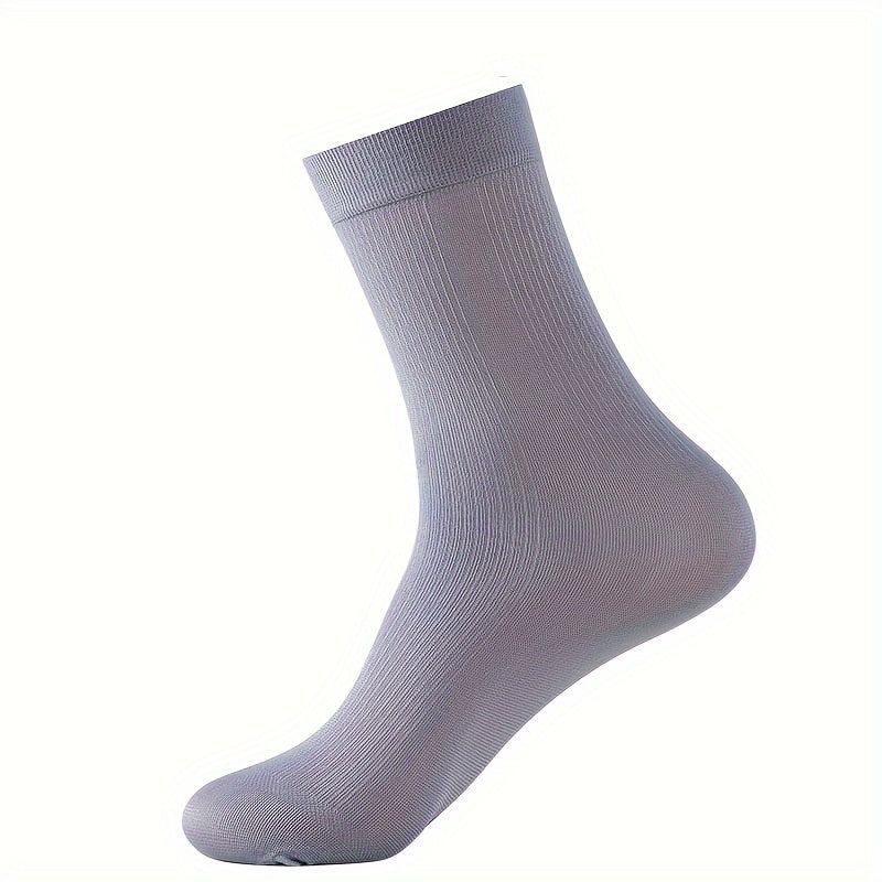 5 pairs of men's thin breathable business socks for summer, mid-calf length.