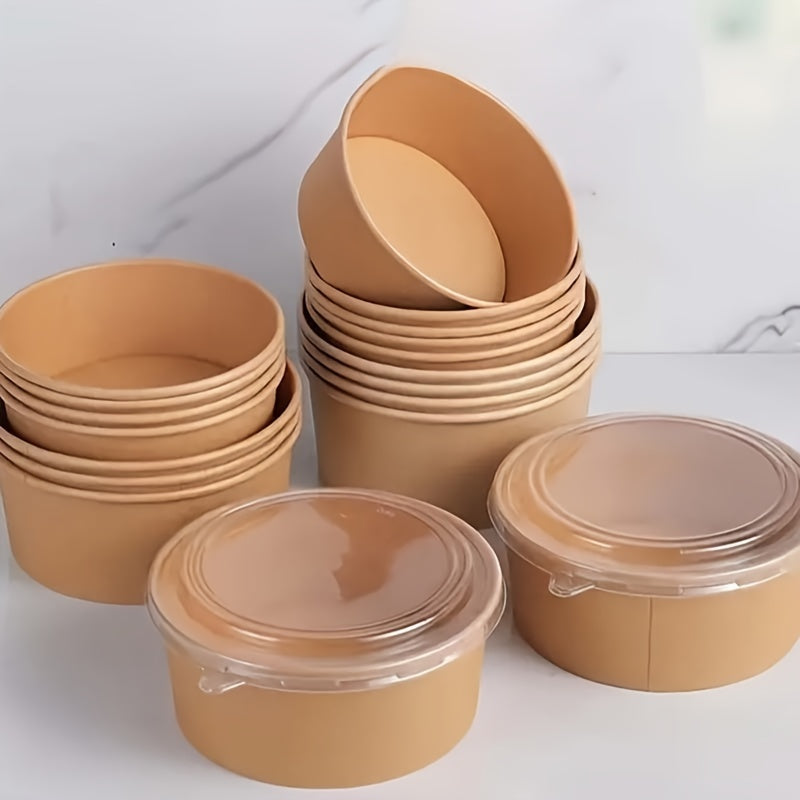 Get a 30-Pack of Rust Resistant Paper Bowls with Lids! These disposable food containers are perfect for soup, pasta, salad, and take-out. Use them for kitchen storage or bring them to your next picnic or party. These versatile paper food bowls are great