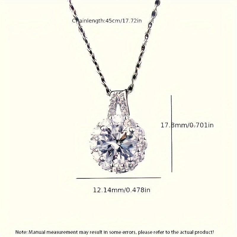 Stylish Vintage Pendant Necklace featuring a 2 Carat Moissanite and Synthetic Crystal - Ideal for Valentine's Day or adding Everyday Elegance