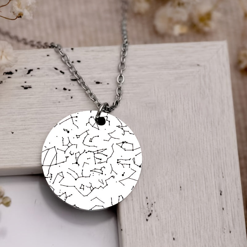 Personalized Star Map Necklace, Engraved with Birth Moon Phase, Made of 304 Stainless Steel, Vintage Elegant Design, Suitable for Daily Wear or Gifting, Great Valentine's Day Gift Idea, Unique Star Map by Date, Perfect Birthday Jewelry Gift.