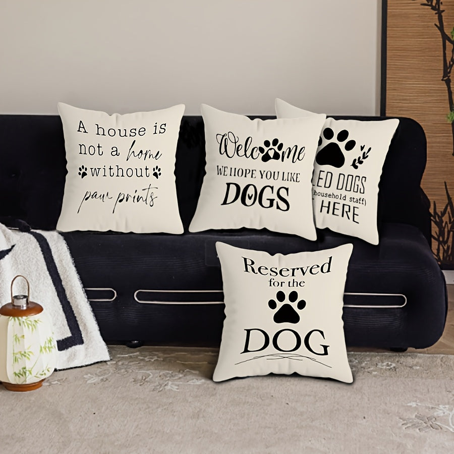 This MEMNUN Dog Lover's Delight Throw Pillow Cover is the perfect addition to any pet lover's home decor. Featuring a combination of humorous paw print designs and heartfelt quotes, this soft polyester cover measures 44.96 x 44.96 cm and includes a