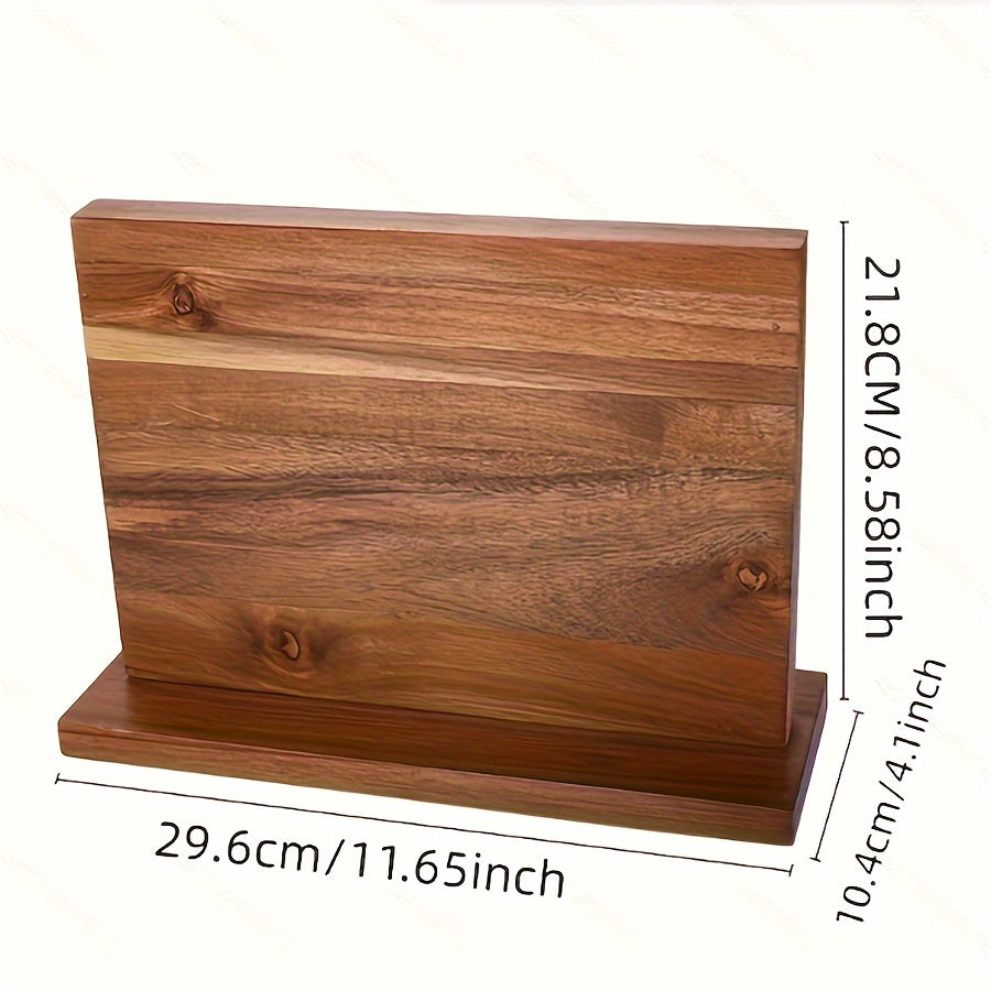 Solid Walnut Wood Magnetic Knife Block with 1 Piece - Stylish Kitchen Utensil Holder - Safe for Food Storage - Elegant Home Kitchen Decor