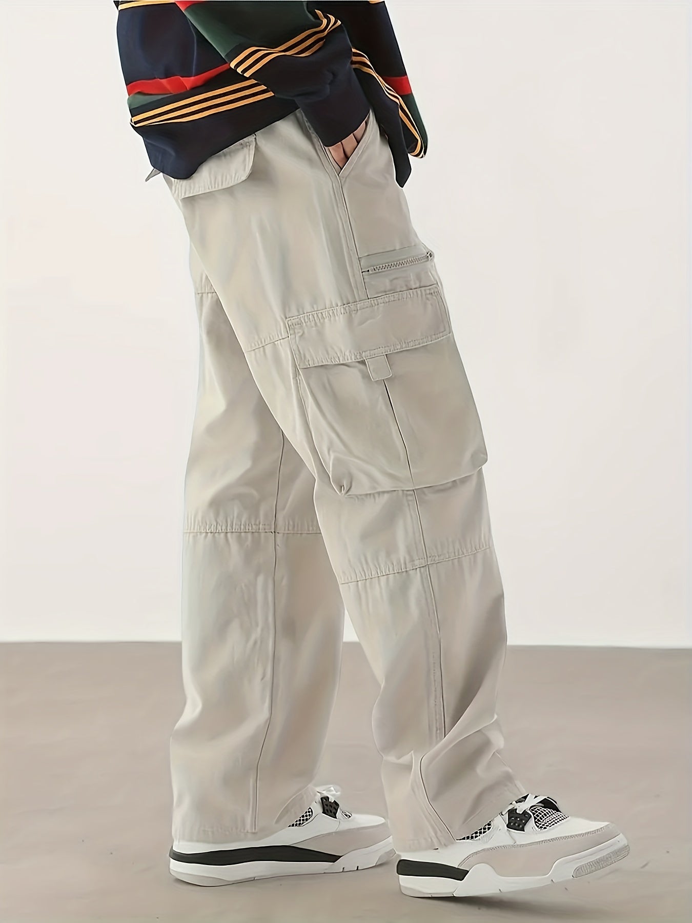 Men's All-Season Loose Fit Cargo Pants with Multiple Pockets