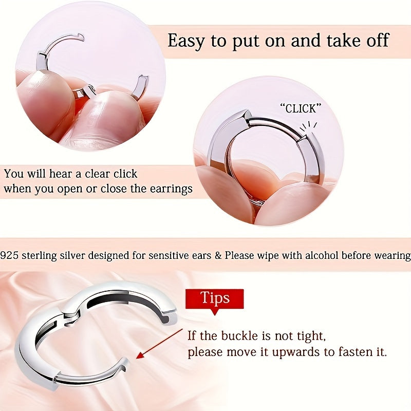 Stunning 925 Sterling Silver Hypoallergenic Hoop Earrings with Elegant and Sexy Style, Perfect for Women's Daily Wear or Special Occasions