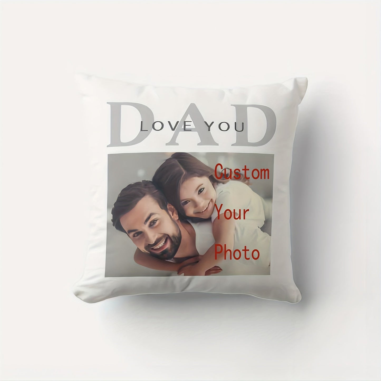 Personalized 'Love You Dad' Pillow Cover - Made of soft short plush material with a single-sided design, measuring 45.72x45.72 cm - Ideal for adding a special touch to your nursery or home decor