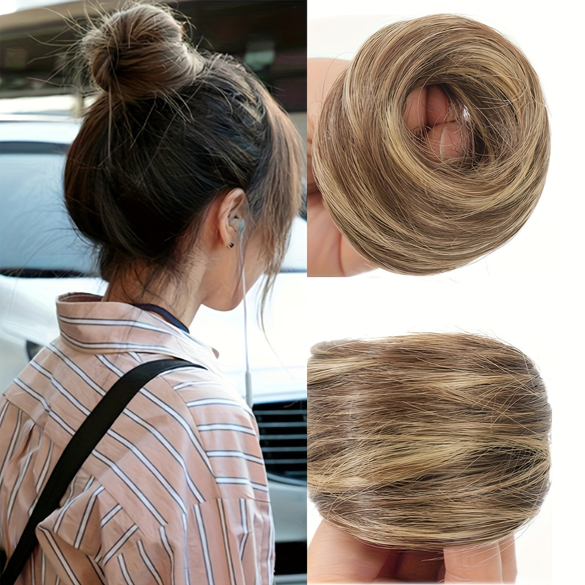 Stylish synthetic hair bun ponytail extension for women, great for both parties and casual wear.