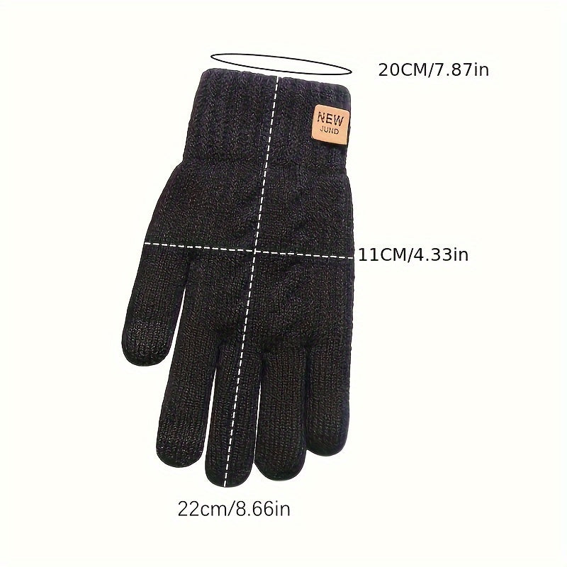 Wholesale Double-layer Knitted Gloves with Velvet Lining, Coldproof and Warm Touch Screen Gloves, Solid Color Elastic Short Winter Gloves