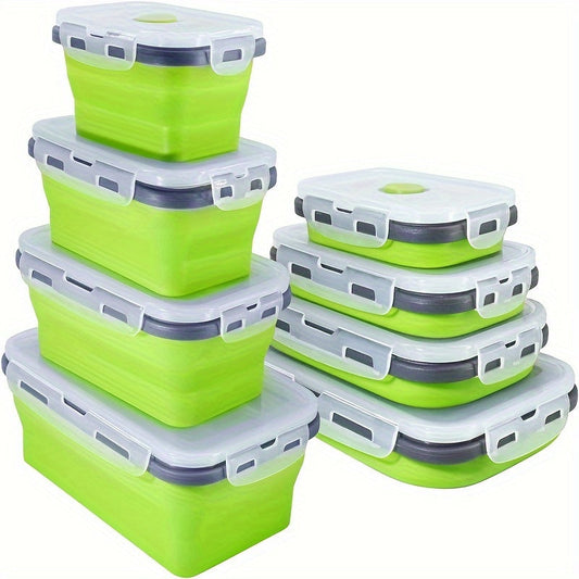 Essential Kitchen Items: 1/4 Stackable, Collapsible Silicone Food Storage Containers Without BPA - Perfect for Meal Prep, Leftovers, & On-the-Go Lunches - Safe for Microwave and Dishwasher