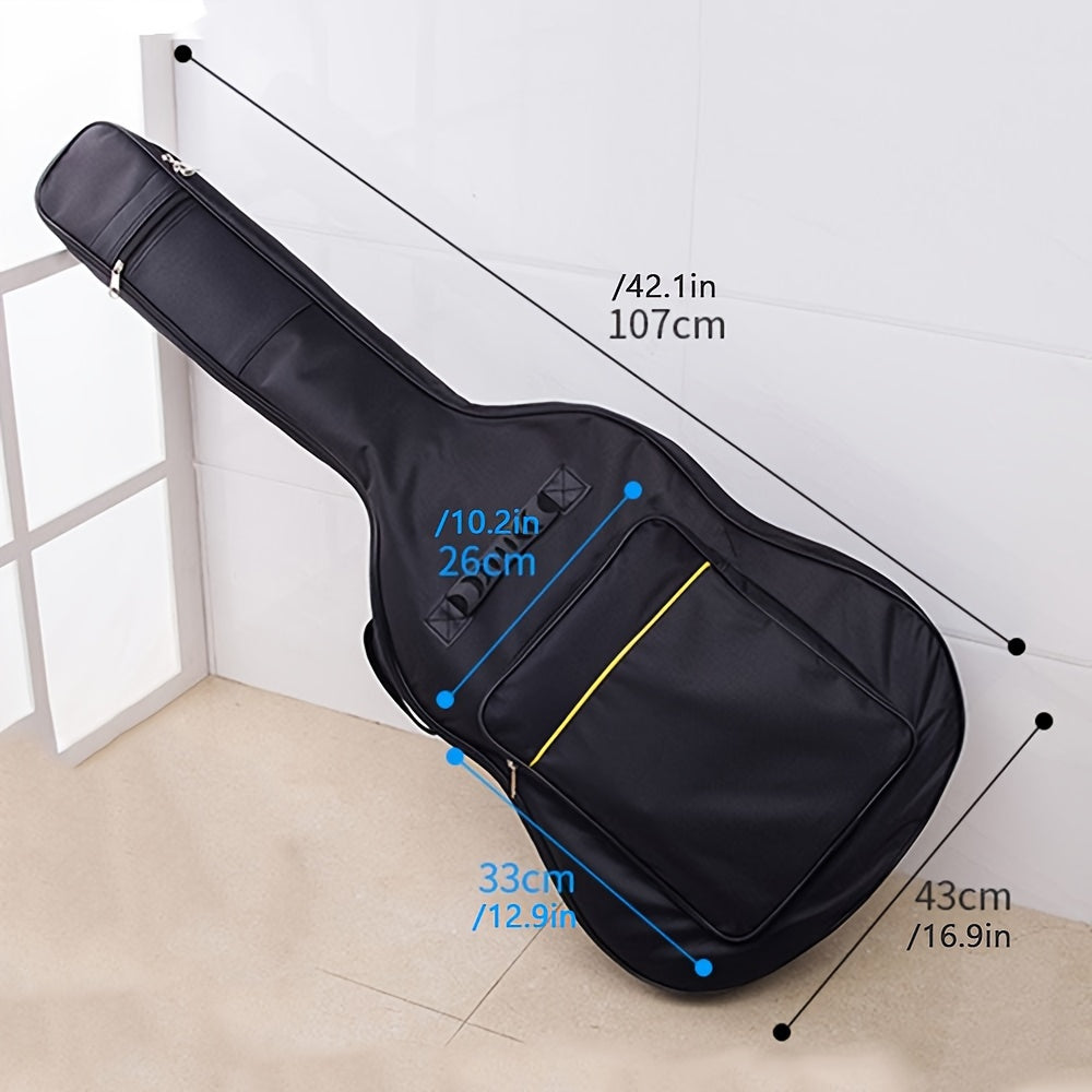 104.14cm Oxford Fabric Guitar Gig Bag - Waterproof, Thick Padded Interior - Black - Fits Acoustic & Classical Guitars