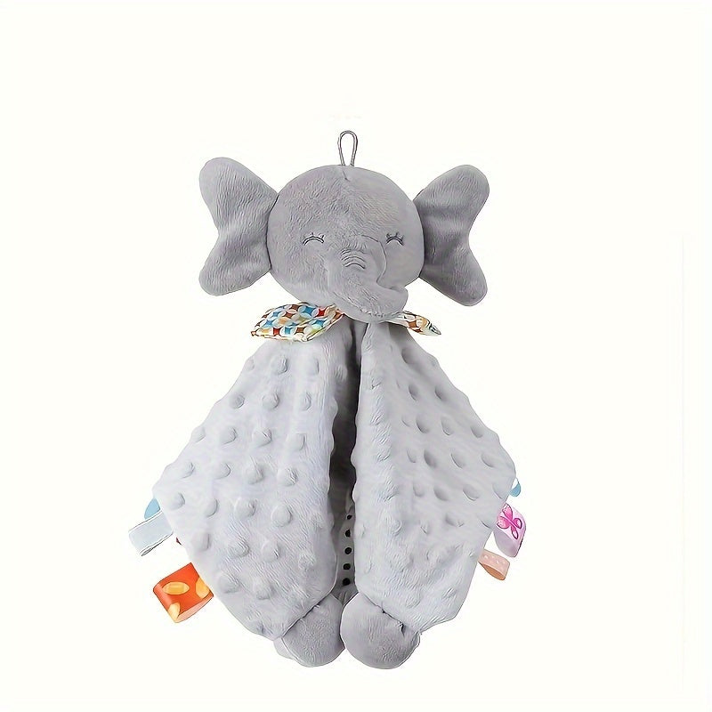 Soft animal lovey stuffed toy with elephant design for toddlers, hand washable and soothing companion for newborns and children.