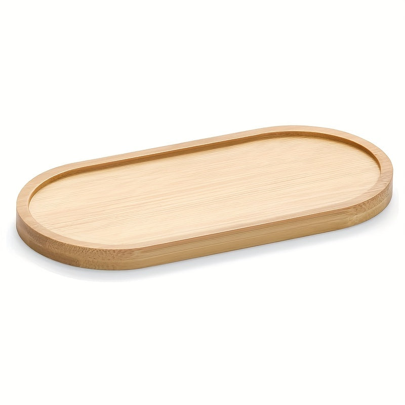 Bamboo tray for bathroom and vanity organization, perfect for glass bottles, candles, and décor.