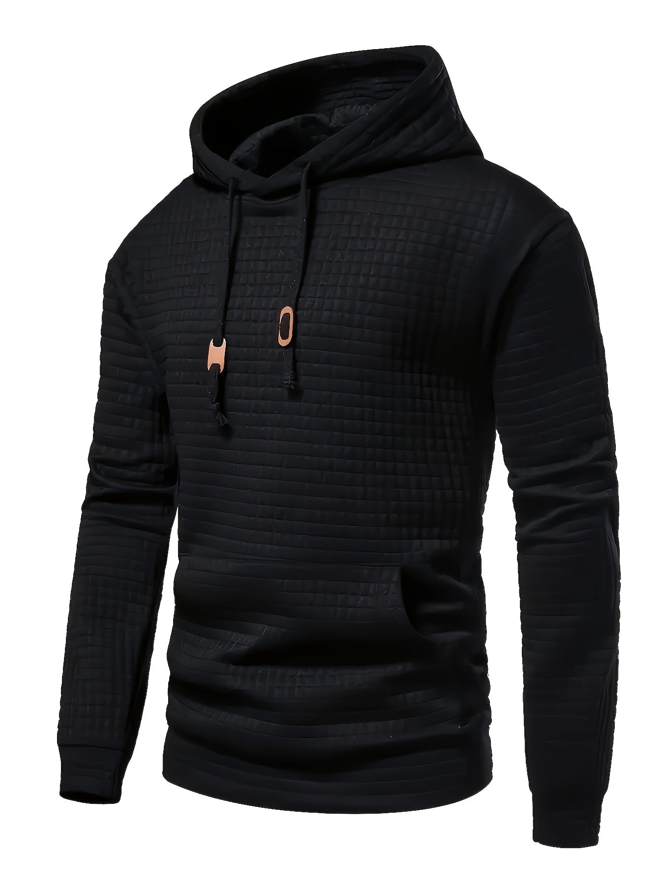 Solid Textured Hoodie for Big & Tall Men