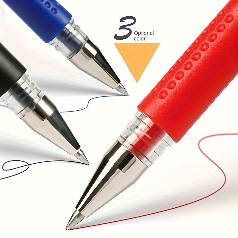 18-piece gel pen set in black, blue, and red ink colors, perfect for school or office use.