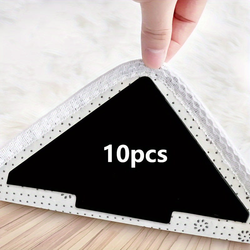 10 pieces of tree-shaped carpet stickers, non-slip tape designed for hardwood floors and tiles, suitable for use with area rugs and can be washed for reusable home use.