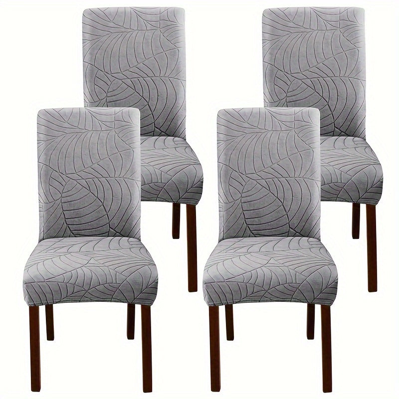 2/4pcs Leaf Jacquard Chair Covers, suitable for various chair sizes. Easy to install, non-slip, and provides protection for chairs in living rooms and kitchens.