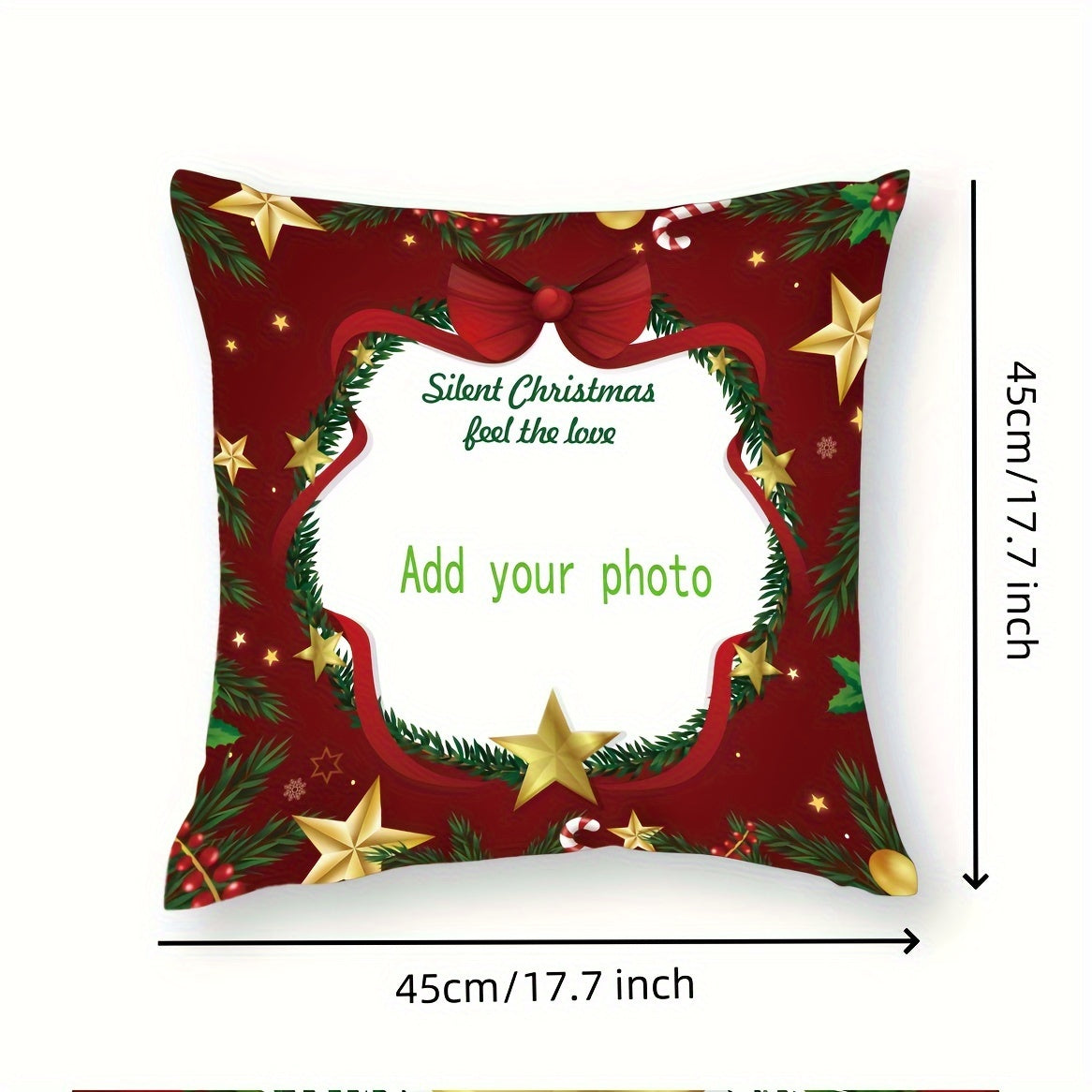 Get a personalized touch for the holidays with our Custom Christmas Photo Pillow. This 1pc Short Plush Pillowcase features a Double-Sided Design that allows you to Add Your Own Pictures. Perfect for celebrating with Pets, Friends, and Family, this