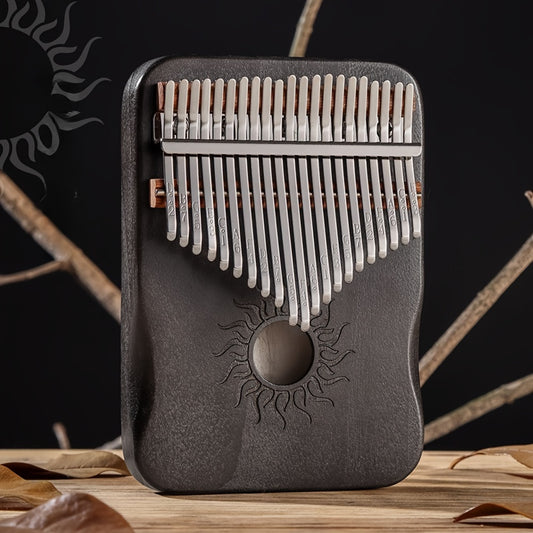 21-Key Kalimba Thumb Piano, made of solid wood, includes tuning hammer and accessories, perfect for beginners and gifting.