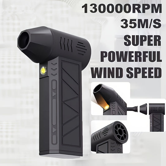 130,000 RPM Turbo Fan: USB rechargeable, high-speed handheld fan perfect for outdoor use. Ideal for dust removal, snow blowing, BBQ, pet hair drying, and inflating air cushions. Portable