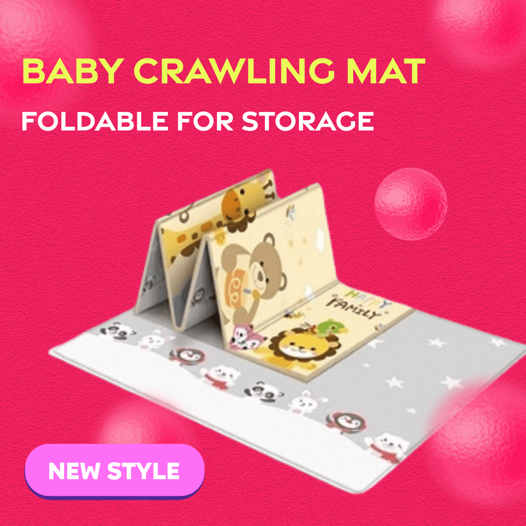 Foldable Play Mat for Kids with Animal Design, Non-Slip and Odorless 1cm Thick PE Crawling Mat, Ideal for Indoor Use and Easy to Store