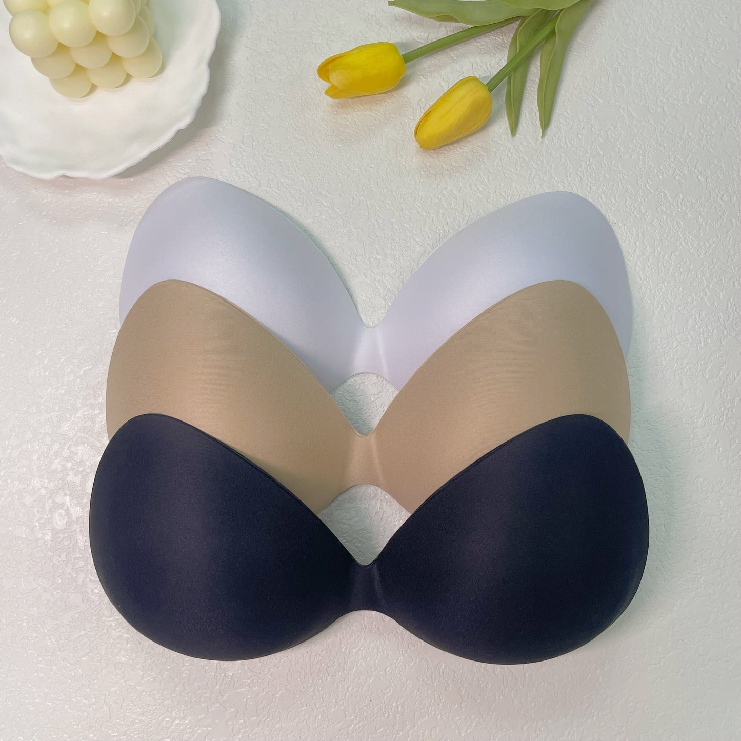 Reusable solid bra insert pads for enhancing chest, invisible and anti-convex. Ideal for women's lingerie and underwear.