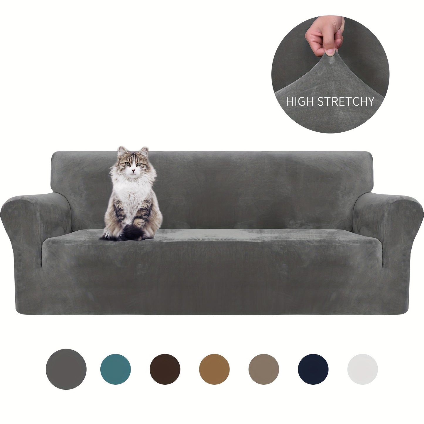 Thickened velvet sofa cover with elastic bottom for all seasons, suitable for pets and provides universal anti-scratch protection for living room home decor.