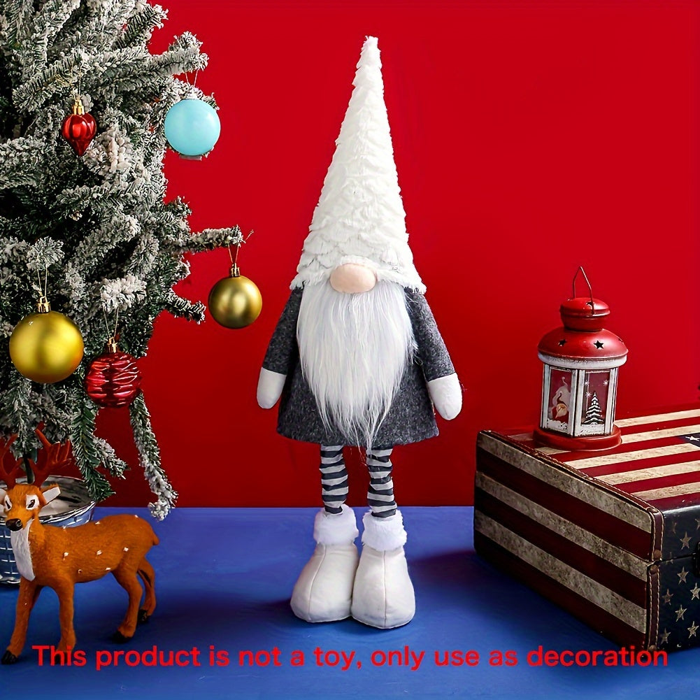 1pc Christmas decorations: Faceless elderly man telescopic plush doll for Christmas parties.