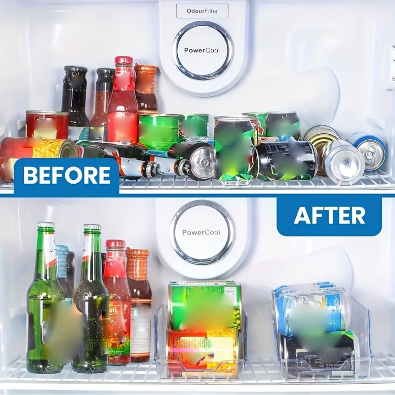 Refrigerator Organizer Bins for Soda Cans - Clear Plastic Pantry Storage Rack with Beverage Holder - Can Dispensers for Fridge, Freezer, Pantry, Kitchen - Stackable and Space-Saving Kitchen Accessories for Countertops and Cabinets