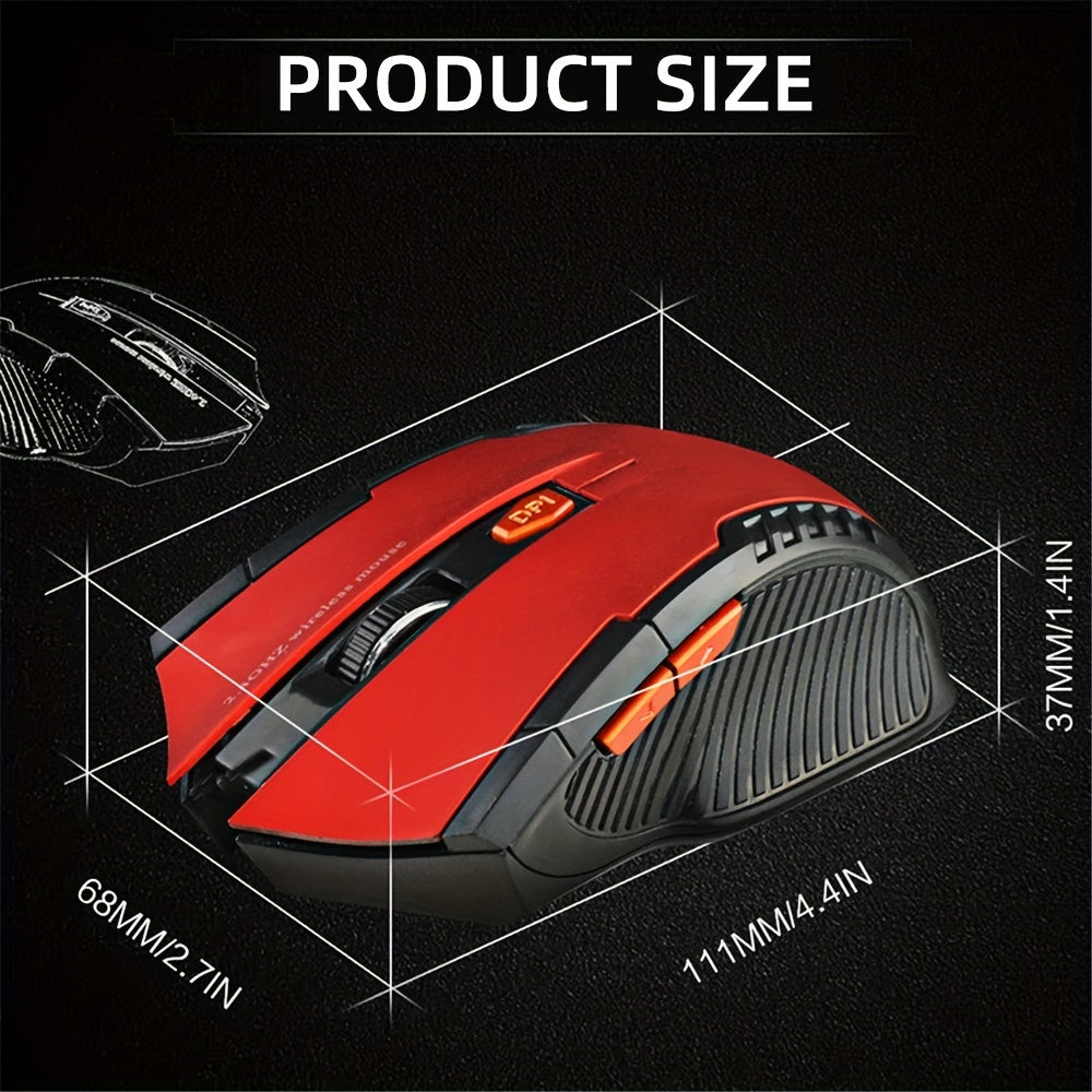 2.4GHz Wireless Gaming Mouse with USB Receiver: 6 programmable buttons, optical sensor for PC and laptop use. Ideal for gamers and notebook users.