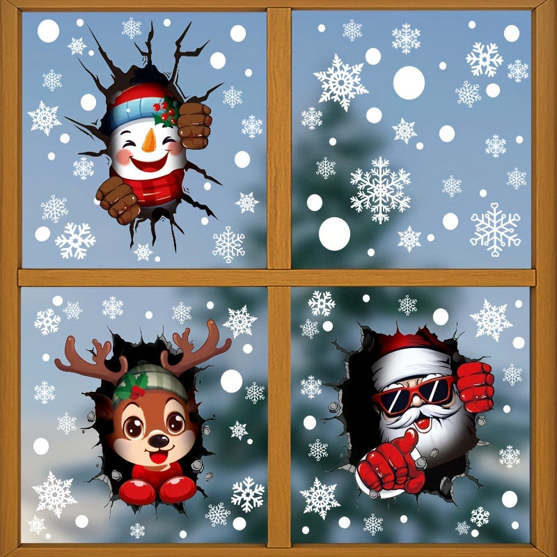 Set of 44 Christmas Window Clings featuring Festive Santa and Snowman Designs – Static Decals for Glass, Non-Adhesive Holiday Decor, Perfect for Christmas and New Year, Plastic Seasonal Décor