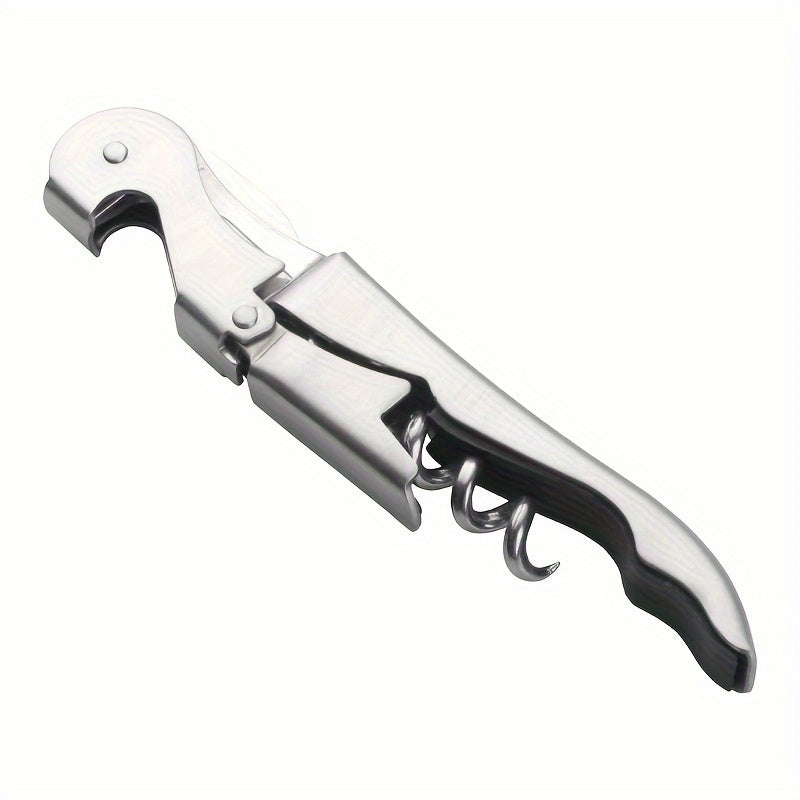 Stainless Steel Corkscrew with Foil Cutter - Classic Wine Opener with Double Hinges for Bars, Restaurants, and Home Use. Available in Silver, Golden, Rose Golden.