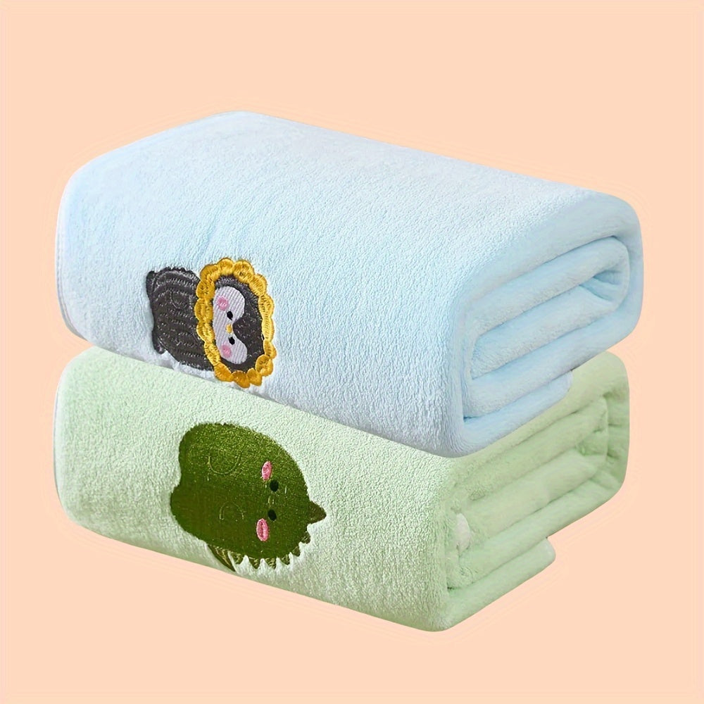 Set of 2 Bindi Monkey Hooded Baby Bath Towels, Made with Super Soft Polyester, Highly Absorbent and Fast Drying, Double Layered Coral Fleece, Safe for Sensitive Baby Skin, Ideal for Ages 0-3