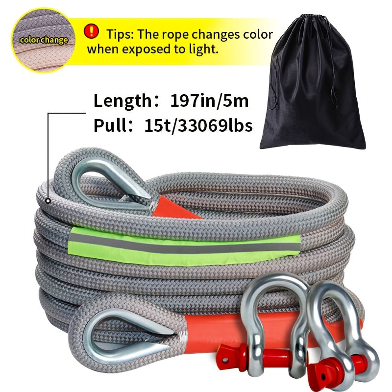 Durable Off-Road & SUV Towing Rope Set with U-Hooks and Storage Bag - 33,0.0g Capacity, Multiple Lengths (3.99m, 5.0m, 6.98m, 8.99m), Heavy-duty Trailer Hooks