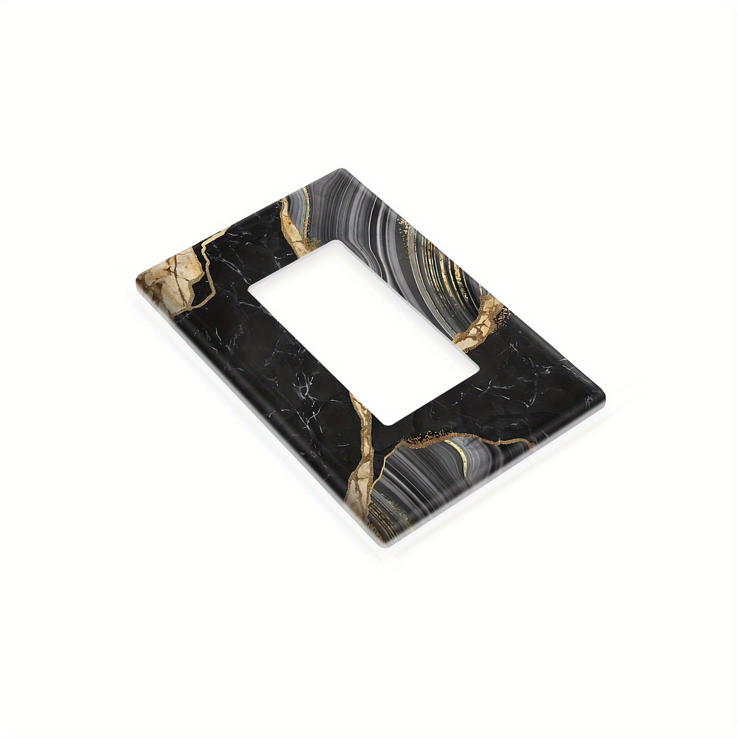 Sleek Black and Gold Marble Light Switch Cover - Decorative Faceplate for Home, Bathroom, and Dimmer Outlets