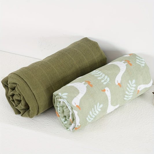 Two pieces of Muslin Cotton Blankets, 120*110cm Covers for Home and Travel Purposes