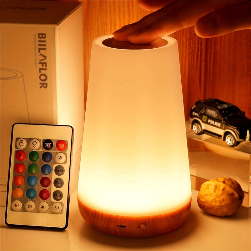 New touch bedside lamp with remote control, adjustable color changing light with timed shutdown, USB charging, suitable for bedroom, living room, parties; perfect birthday gift.