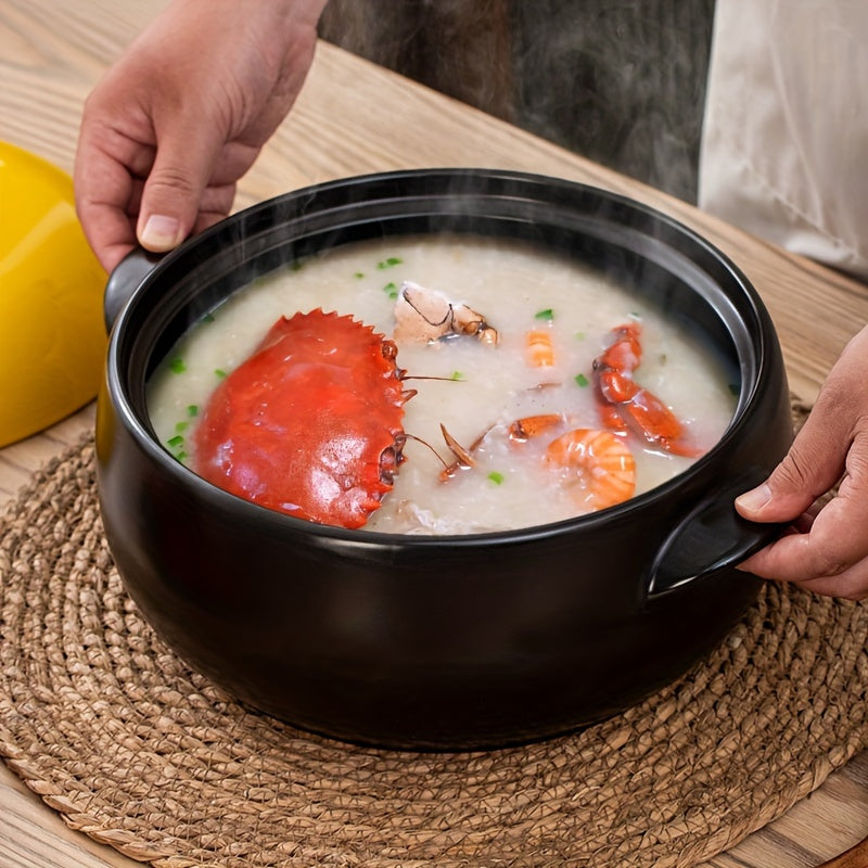 XIN TIAN LI Traditional Ceramic Casserole Pot is a durable cookware option, crafted for both home and restaurant use. This 1pc pot is high-temperature resistant and comes with a lid for convenient cooking. It is non-stick, easy to clean, and suitable for