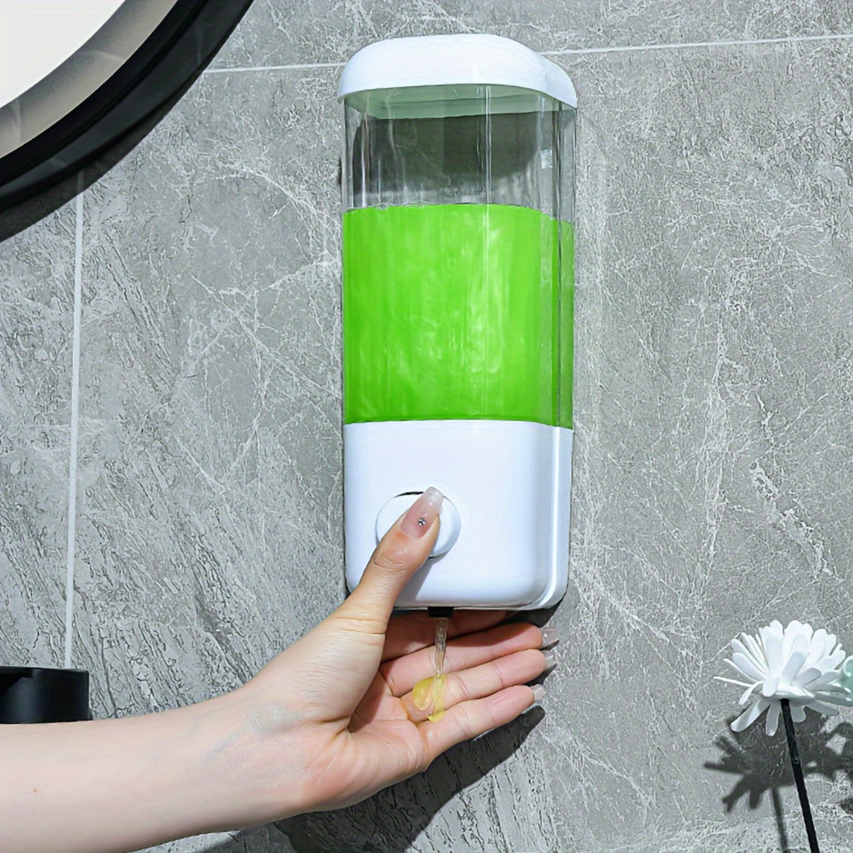 Lead-Free Plastic Wall Mounted Soap Dispenser with Press-Type Pump and Adhesive Fixation for Shower and Bathroom Accessories