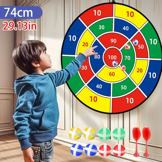 Colorful Youngsters' Dartboard & Sticky Ball Set - Durable Polyester, Multi-Color Target for Indoor/Outdoor Family Fun, Includes 73.99cm Target & 6 Sticky Balls, Toys